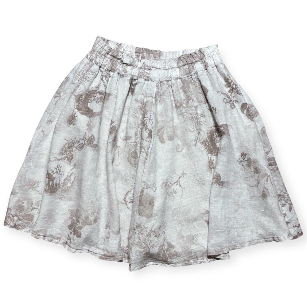 Stile Benetton Linen Cotton Blend Botanical Print A-line Skirt Sz L